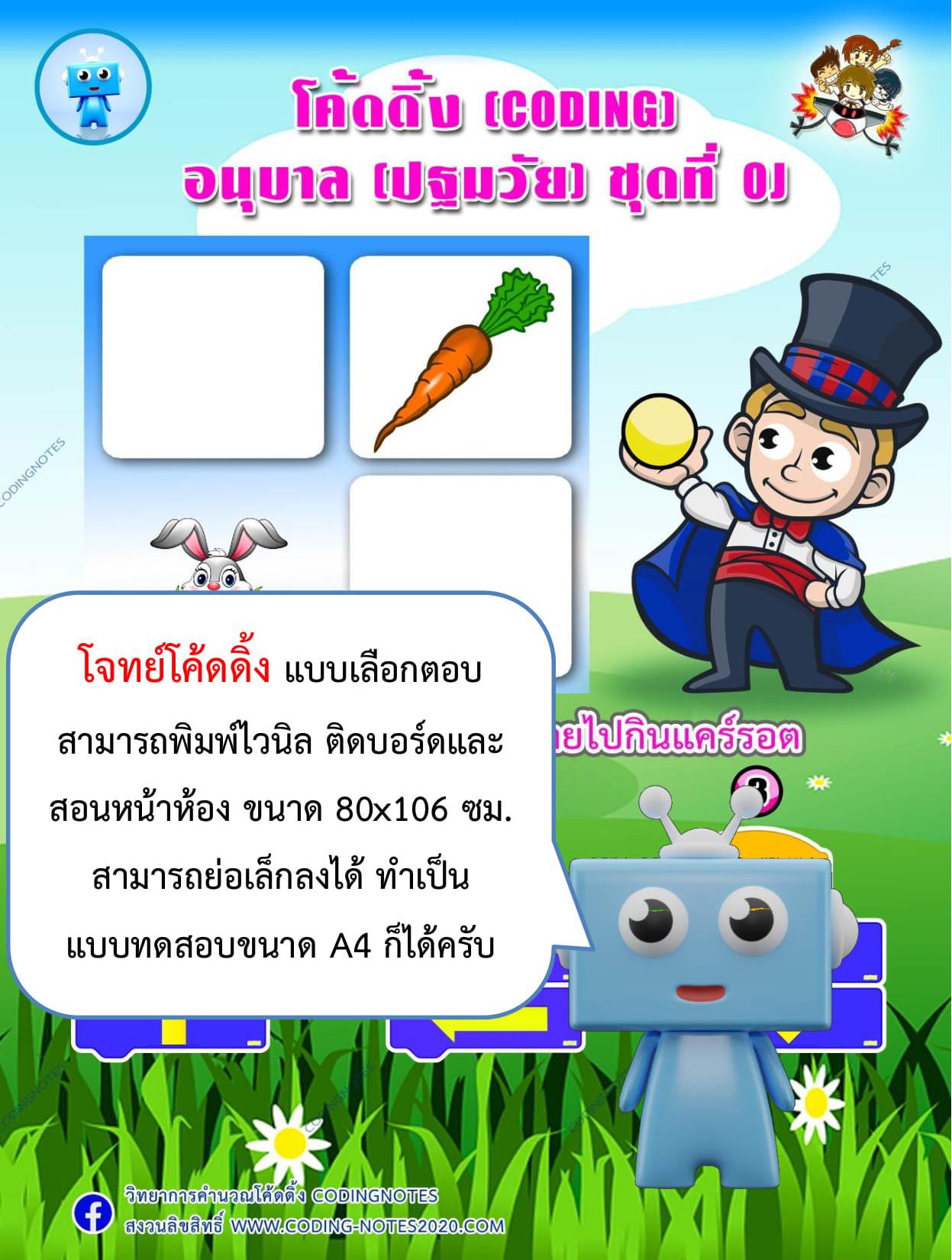 โจทย์โค้ดดิ้งแบบเลือกตอบ ชั้นอนุบาล แพค2