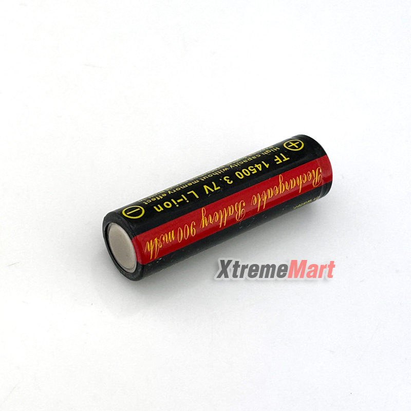 แบตเตอรี่ชาร์จ TrustFire 14500 (AA) 3.7V 900mA Li-Ion (มีวงจรป้องกัน) สีดำ