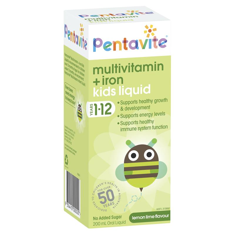 วิตามินรวมเสริมธาตุเหล็กสำหรับเด็ก Pentavite Multivitamin with Iron Oral Liquid