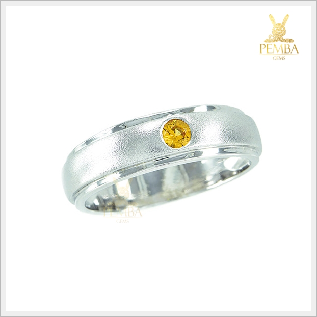 แหวนบุษราคัมแท้ สีเหลืองทอง เม็ดเดี่ยวเรียบๆ แต่มีสไตล์ แหวนพลอยแท้