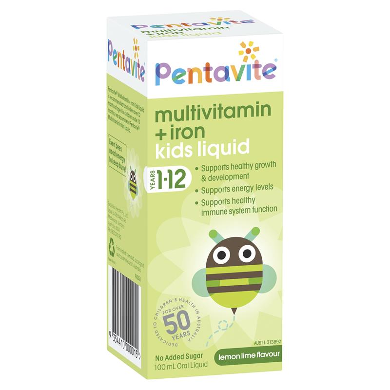 วิตามินรวมเสริมธาตุเหล็กสำหรับเด็ก Pentavite Multivitamin with Iron Oral Liquid