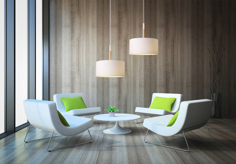 โคมไฟแขวนเพดานโป๊ะผ้าหัวไม้สไตล์โมเดิร์น 40cm [P3810]