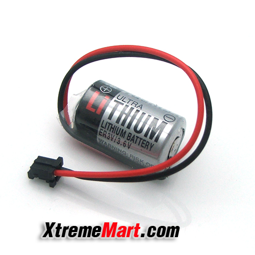 แบตเตอรี่ลิเธี่ยม TOSHIBA ER3V / 3.6V Lithium Battery 1/2 AA สำหรับ FUJI PLC CPM2A-BAT01 พร้อมสายและขั้วต่อ (ขั้วดำ)