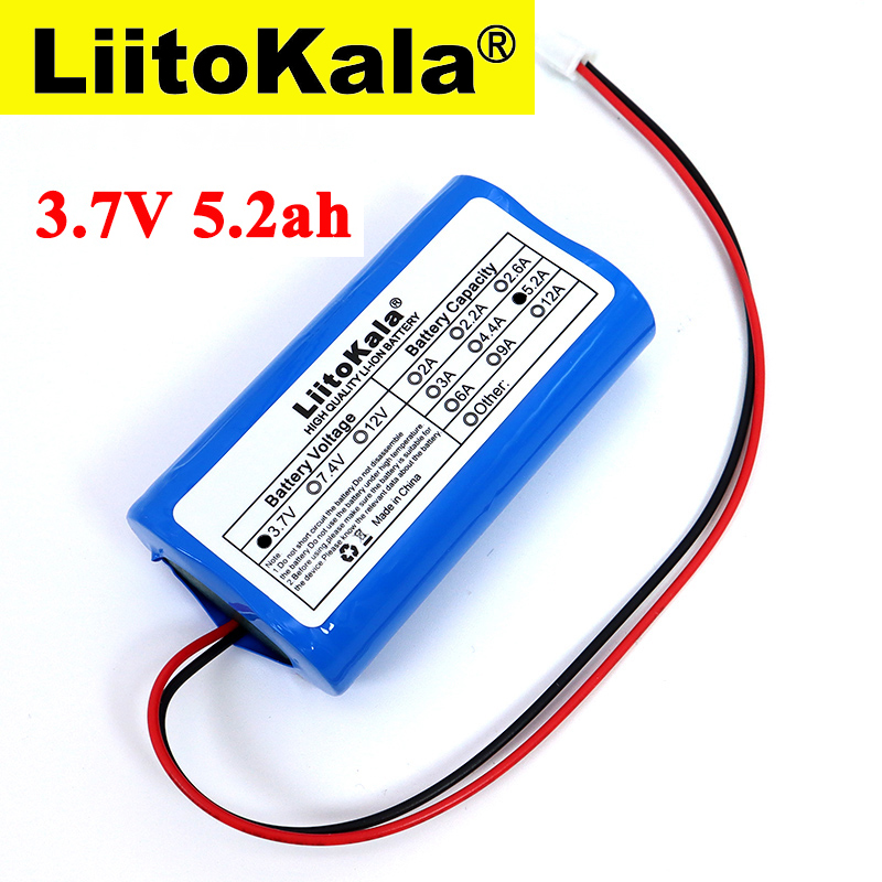 แบตเตอรี่แพ็ค Liitokala 3.7V 5200mAh พร้อมขั้วสีขาว (ความจุเต็มจริง ไม่พิมพ์หลอก) 18650*2ก้อน Li-ion battery pack