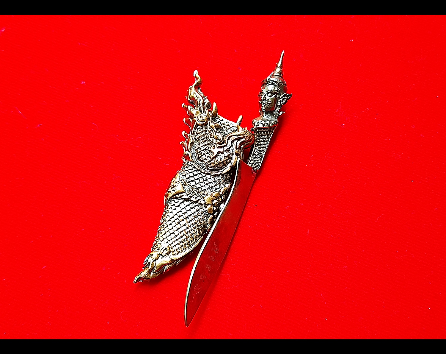 มีดหมอท้าววิรูปักษ์ (ท้าววิรูปักษ์ เทวดาผู้เป็นใหญปกครองพญานาค) หล่อนำฤกษ์ เนื้อสัตตะโลหะ (พิเศษ(เฉพาะหล่อนำฤกษ์)) ปี2564 #รับประกันแท้ - หลวงพ่อหนุน วัดพุทธโมกข์