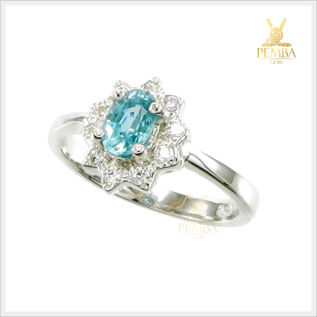 แหวนเพทายแท้ สีฟ้าสวยใสดั่งน้ำทะเล ใส่เสริมเพิ่มความมั่นใจ แหวนพลอยแท้