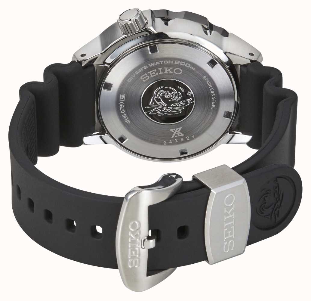 Karnvera Shop นาฬิกาข้อมือผู้ชาย Seiko Prospex Monster Diver's 200M Black Dial Silicone Strap Watch SRPD27K1