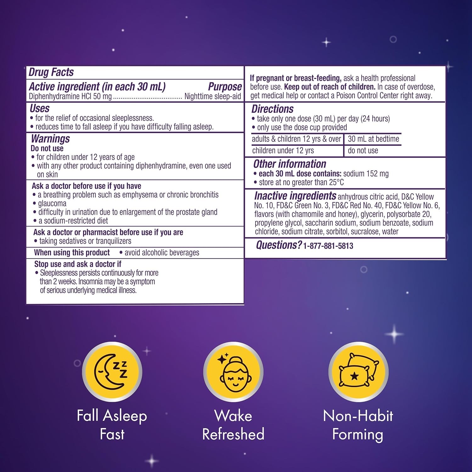 วิตามินเสริมการนอนหลับชนิดน้ำ Vicks ZzzQuil Soothing Sleep Nighttime Sleep-Aid Liquid (Chamomile Honey)