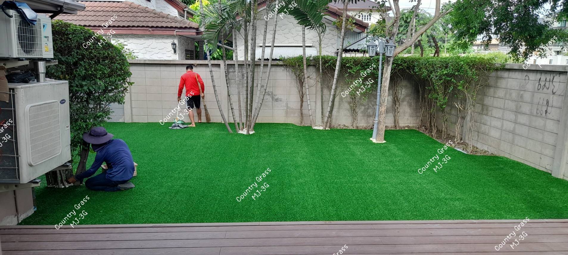 หญ้าเทียม 3 ซม.เกรดมาตรฐาน สีเขียวล้วน หลังดำ สานตาข่าย ปูพื้น แต่งสวน