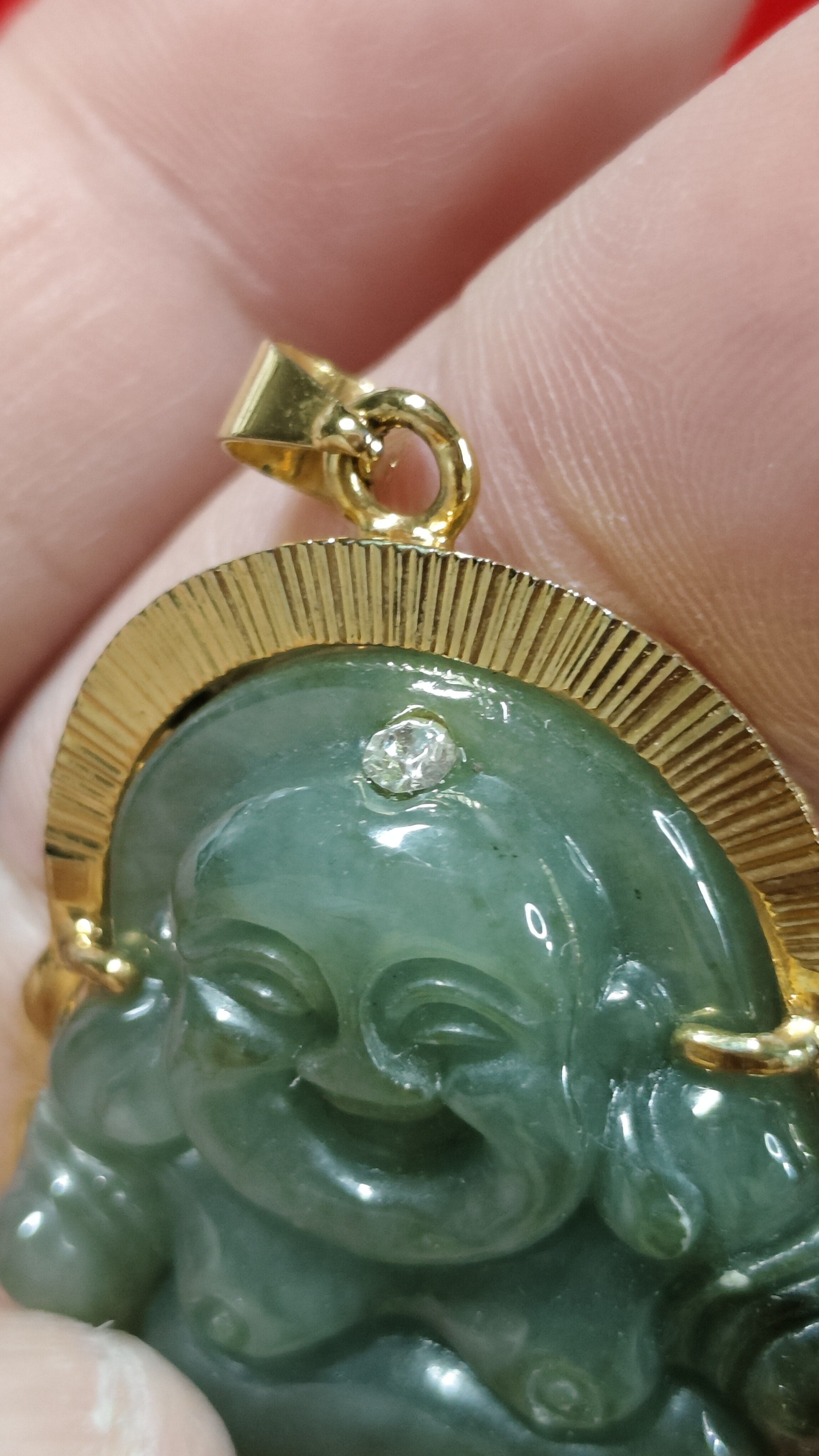 #จี้หยกเนื้อแก้วแกะพระสังกัจจายน์ C-035