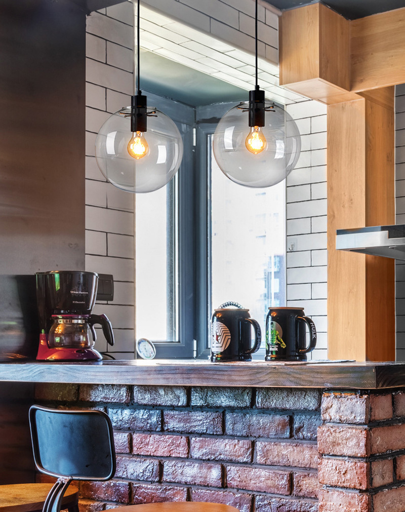 โคมไฟแขวนเพดานแก้วใสทรงกลมหัวเดี่ยว [SD9032]