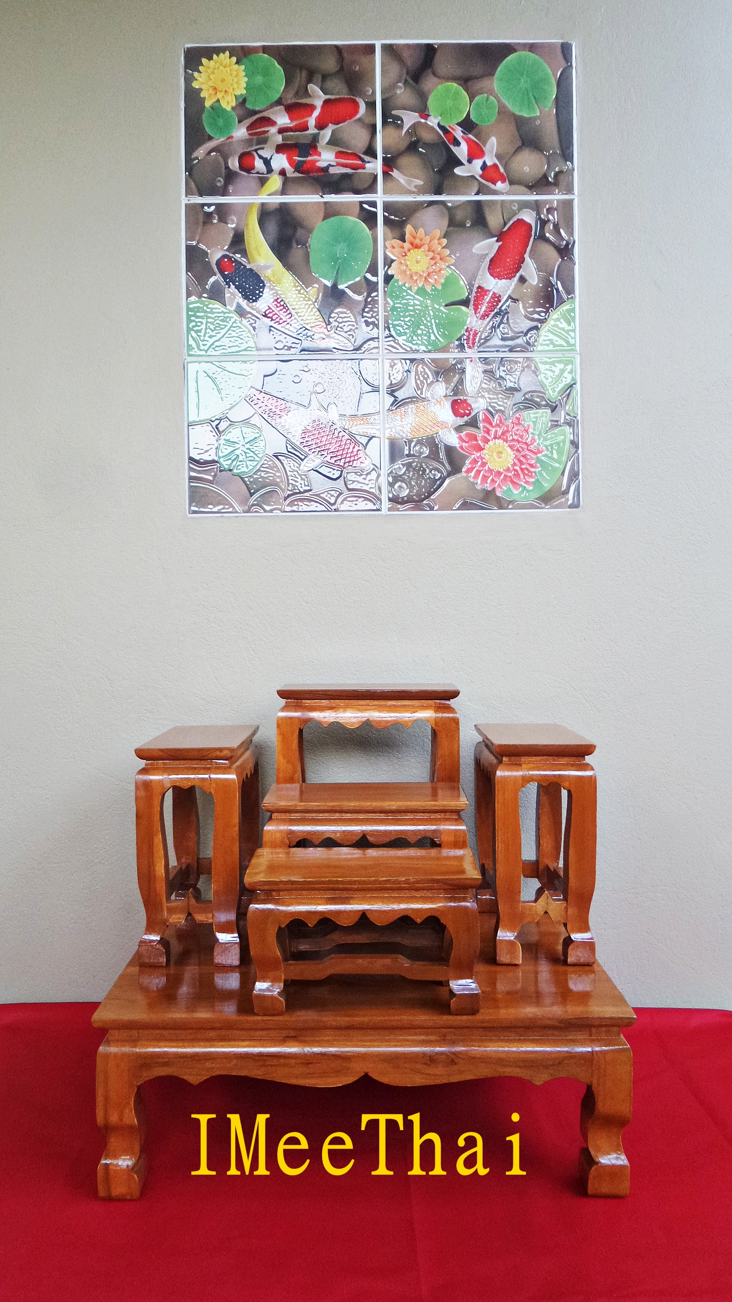 โต๊ะหมู่บูชา หมู่ 5 หน้า 4 (หน้า4x8) ไม้สักทอง