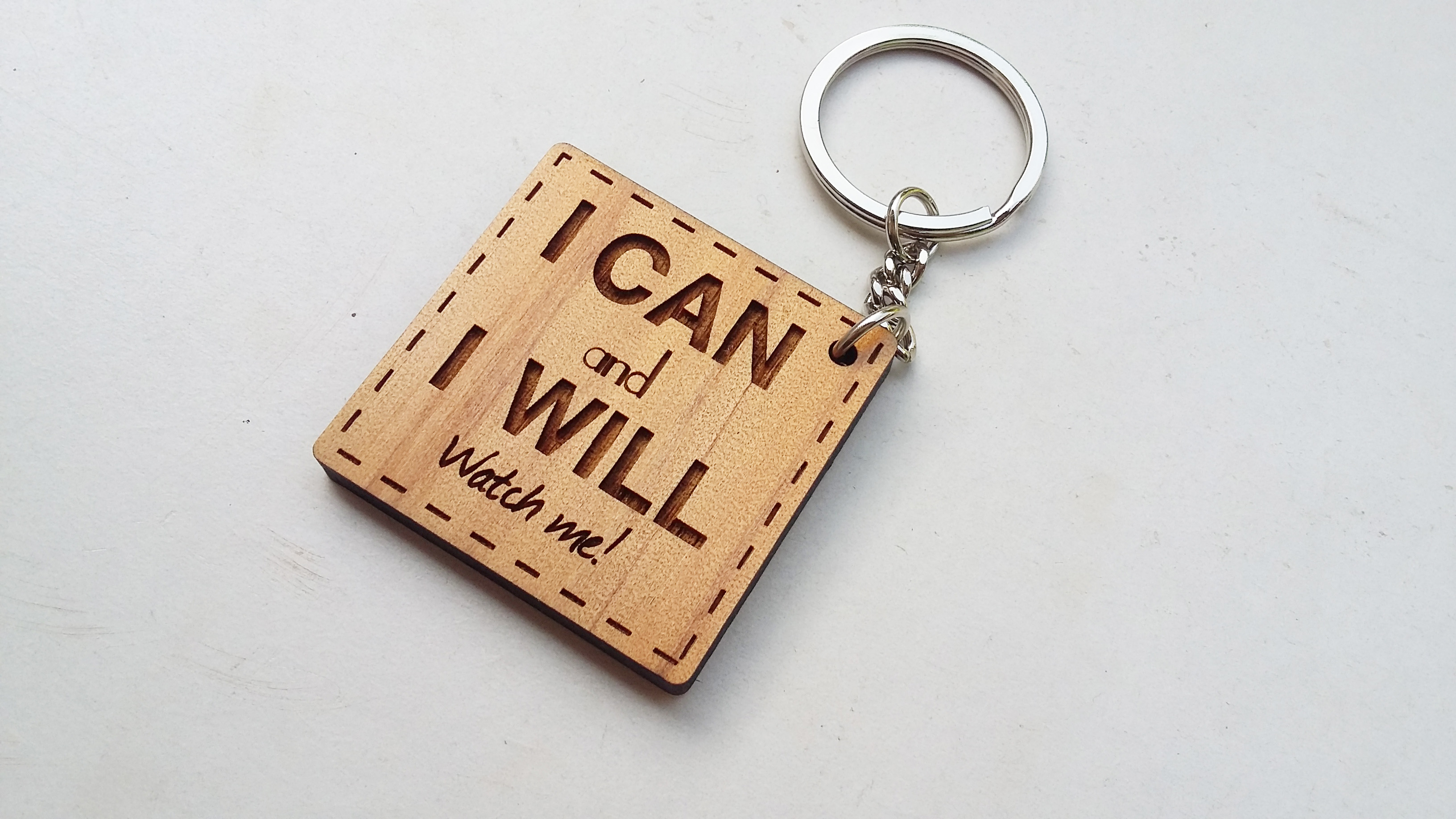 พวงกุญแจไม้ พวงกุญแจข้อความดีดี