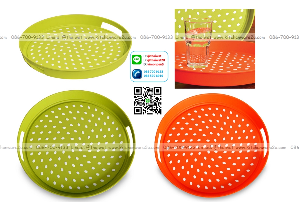 P12927 ถาดเสริฟกลม กันลื่น (36.3*36.4*4.5 cm) เกรดเอ No.7405 ราคาขายส่งต่อ 1 โหล: 12 ใบ : เฉลี่ย 110 บต่อใบ