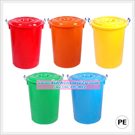 P04946 ถังน้ำพร้อมฝา 40 แกลลอน หูเหล็ก (กว้าง 57.5 ยาว 57.5 สูง 70.2 ซม.) เกรดเอ คุณภาพดี สีสวย No.320A ราคาส่งต่อ 3 ใบ (เฉลี่ย 660 บต่อใบ)