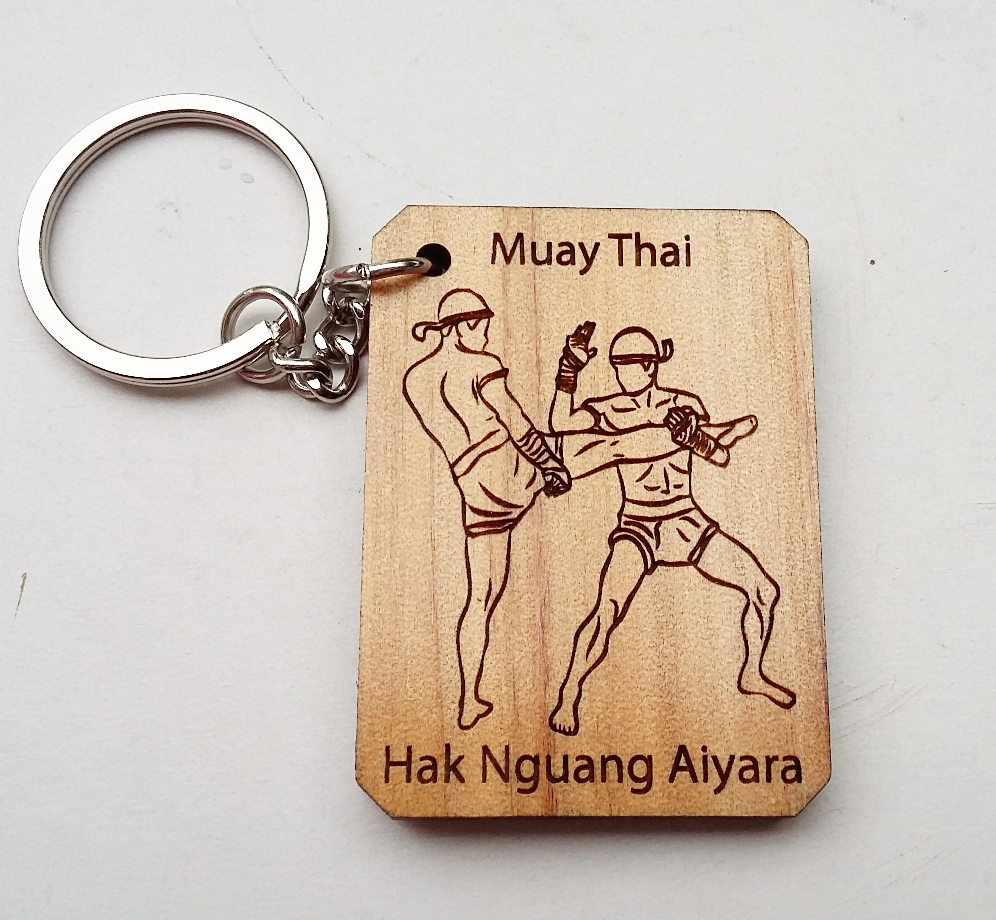 พวงกุญแจไม้แกะสลัก แม่ไม้มวยไทย-หักงวงไอยรา