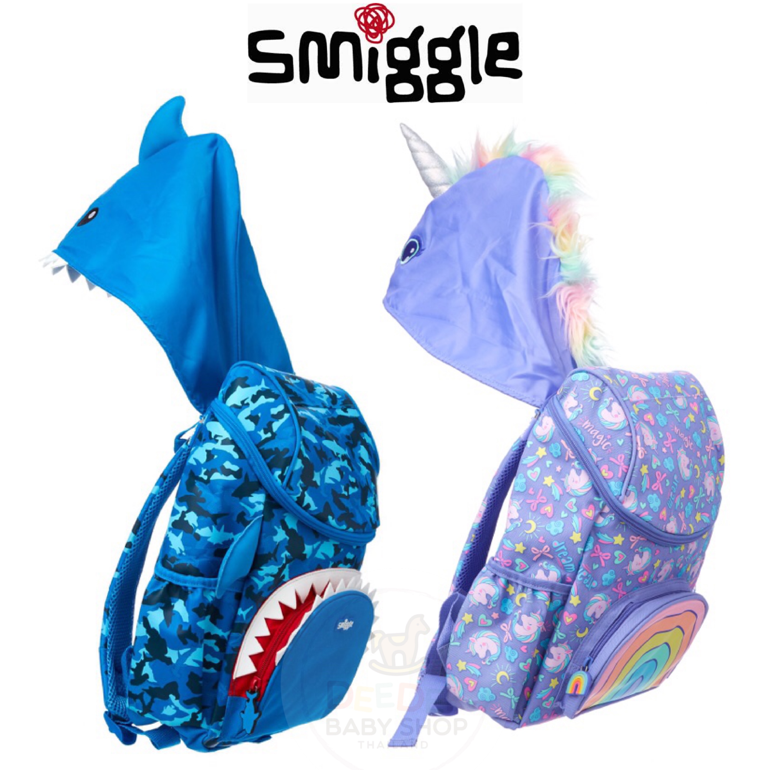 กระเป๋าเป้สะพายหลังพร้อมฮู้ดกันฝนสำหรับเด็ก Smiggle Hoodie Junior Backpack (Lilac)