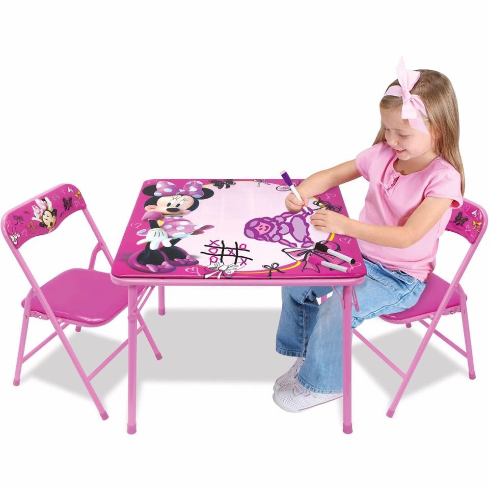ชุดโต๊ะและเก้าอี้เอนกประสงค์แบบเขียนและลบได้ Disney Erasable Activity Table Sets with 3 Markers (Minnie Mouse)