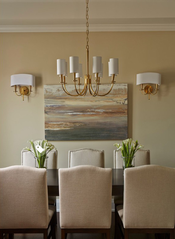 โคมไฟระย้าโครงสีทองทรงก้านโค้งโป๊ะผ้าทรงกระบอกยาวสีขาว[T014]