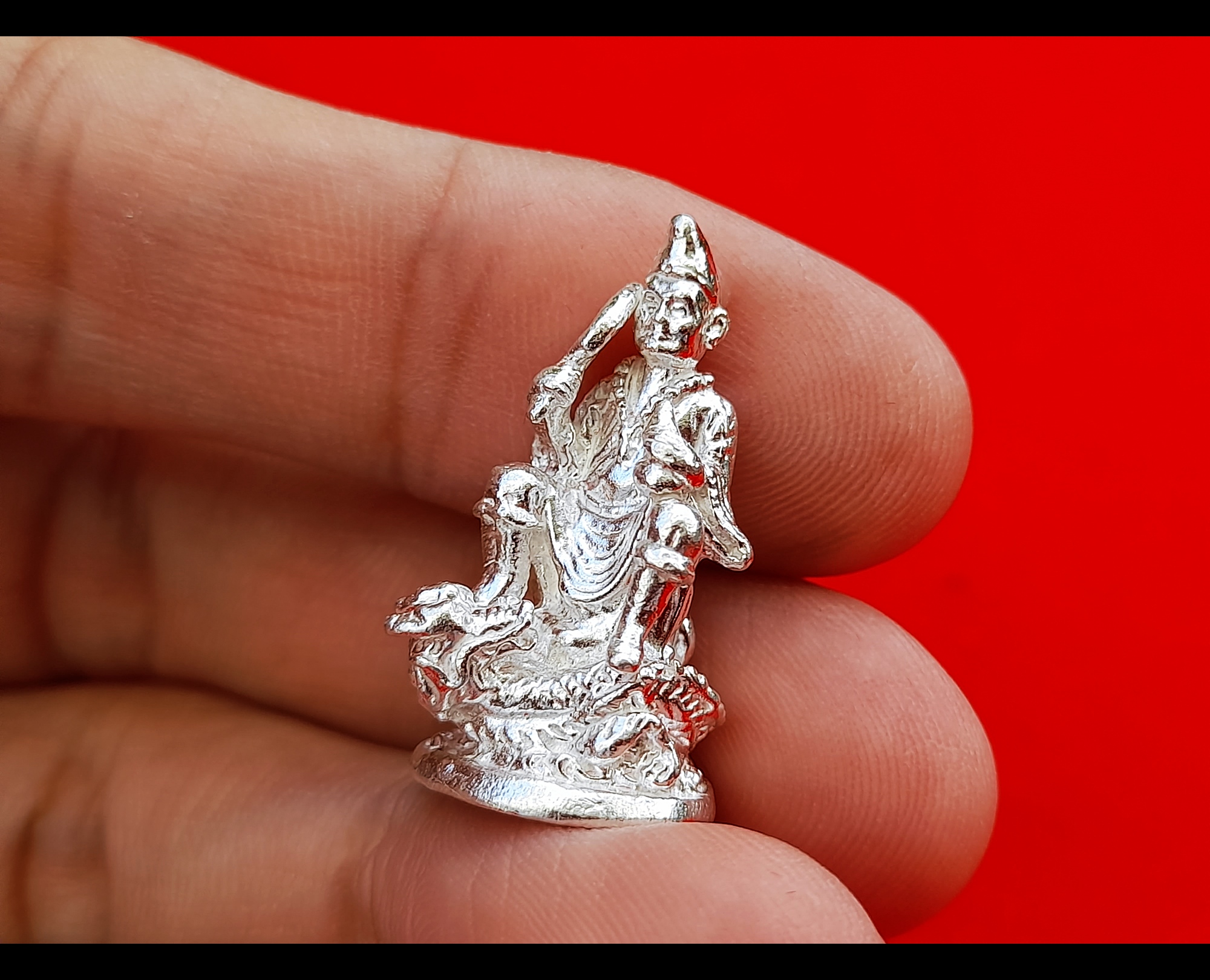 รูปหล่อ พระจี้กง นั่งมังกร เนื้อเงินแท้ (ขนาดพกพา) ปี2564(จัดสร้าง88องค์) #รับประกันแท้ - พระอาจารย์บ๊ะ วัดโพธิ์ลังกา พุทธาภิเษก ปลุกเสกเดี่ยว