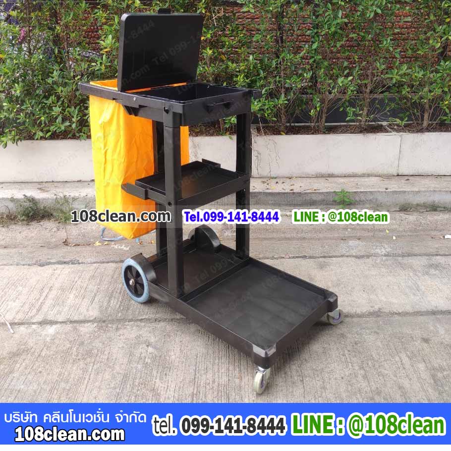 รถเข็นอุปกรณ์ทำความสะอาด สีดำ