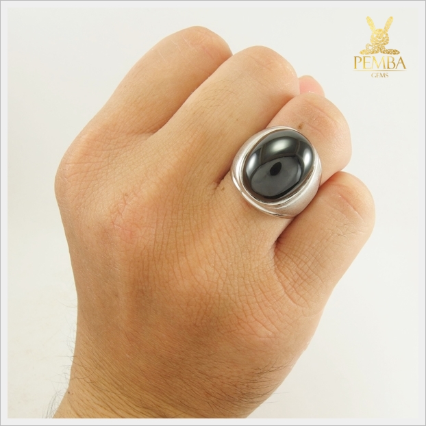 แหวนนิลแท้ ทรงหลังเบี้ย เงินแท้925 เสริมอำนาจบารมี ลูกน้องรักใคร่