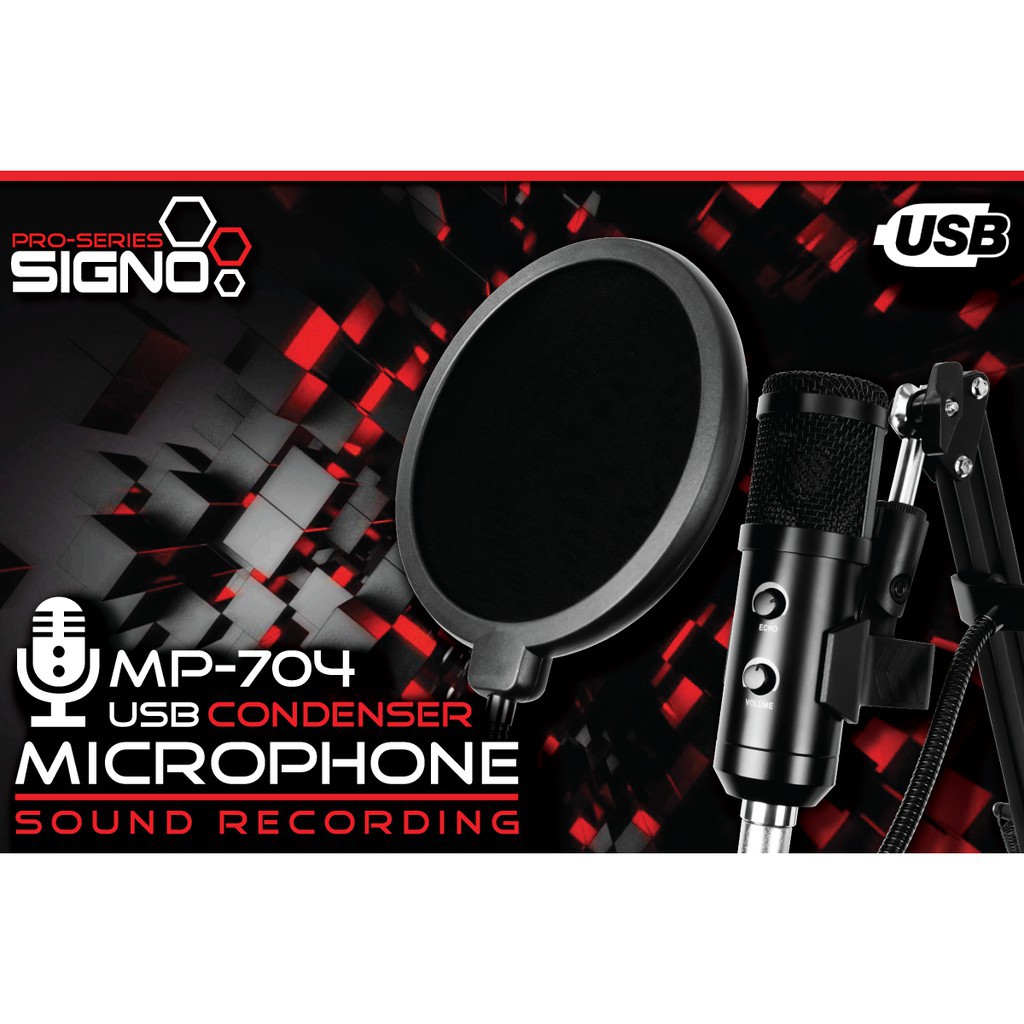 MICROPHONE (ไมโครโฟน) SIGNO MP-704 CONDENSER BLACK (USB)