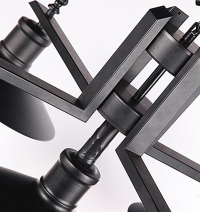 โคมไฟแขวนเพดานเหล็กดัดครอบแก้ว แบบ 5 ดวง สีดำ [MY149]