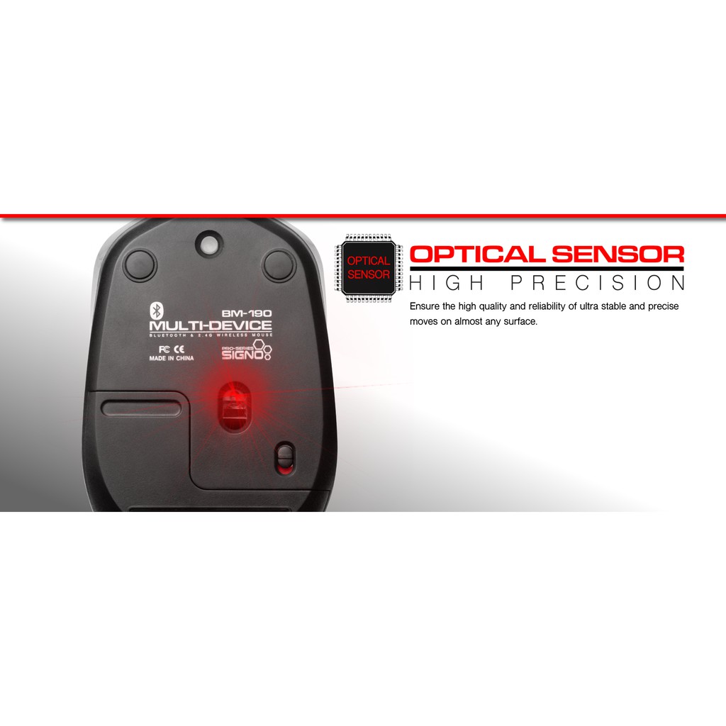 Mouse Signo BM 190 เมาส์บลูทูธไร้สาย ไร้เสียง Bluetooth & 2.4G Wireless Optical Mouse M221
