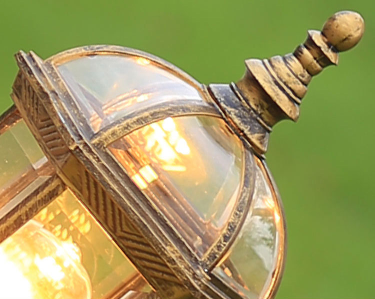 โคมไฟสนามหญ้า สูง 118CM สี bronze ปัดลาย โป๊ะโคมกระจกใส [ODY-01]