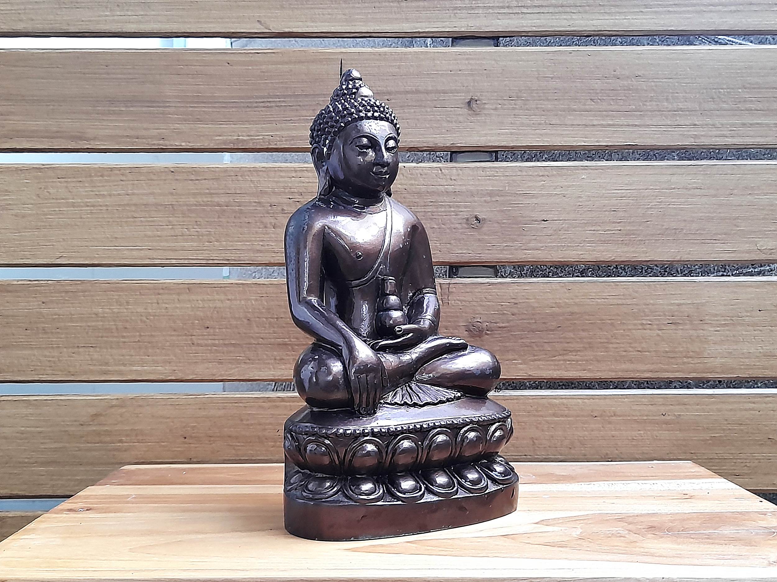 พระกริ่ง เขมโก ((พระไภษัชยคุรุพระพุทธเจ้า) ฐานดอกบัว) (ขนาดตั้งบูชา หน้าตัก5นิ้ว) พิธี เสาร์๕ ปี2537 เนื้อทองเหลือง #พิธีรวมพระเกจิ สายนครปฐม #รับประกันแท้ - (หลวงปู่หลิว วัดไร่แตงทอง, หลวงพ่อพูล วัดไผ่ล้อม, หลวงพ่อไสว วัดปรีดาราม)