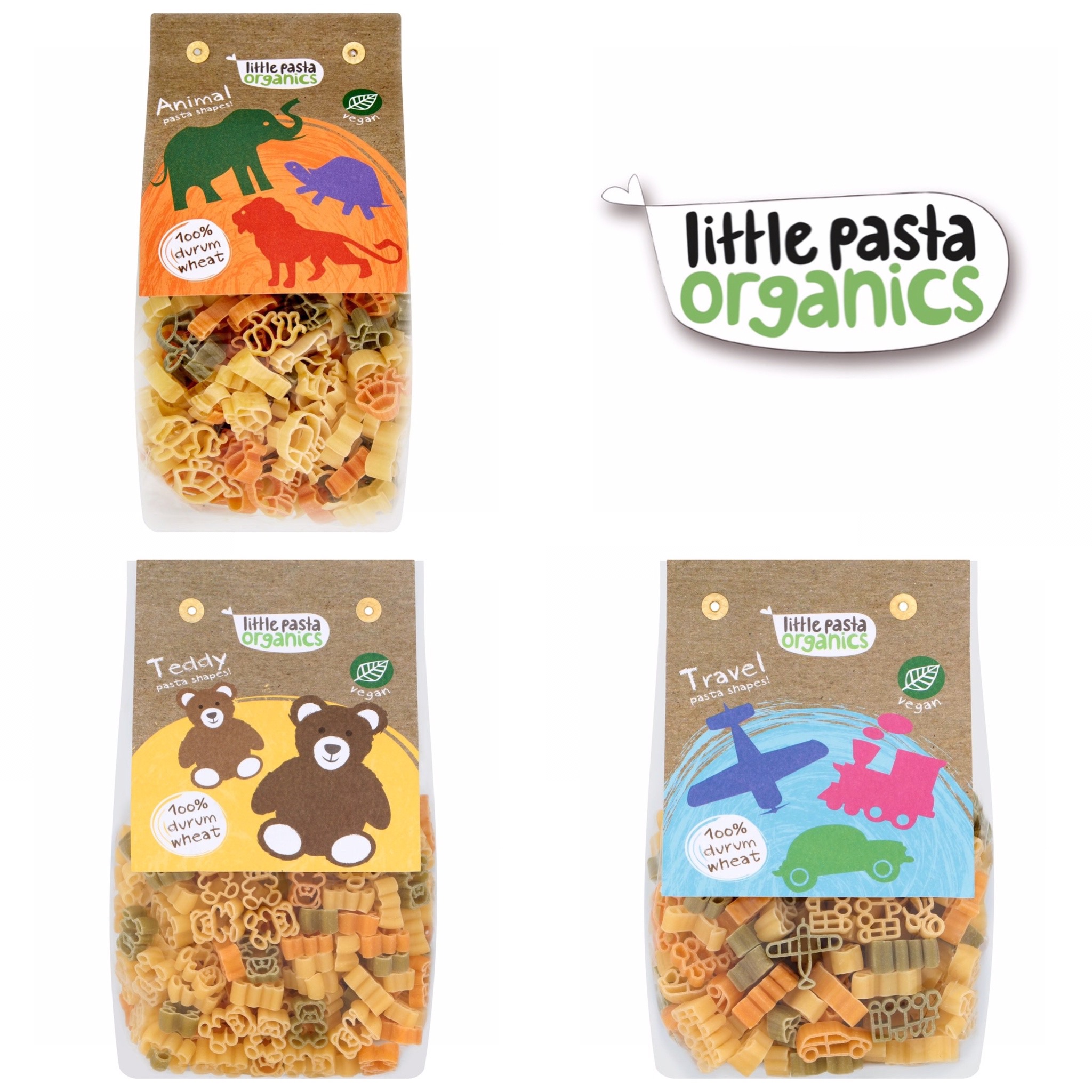 เส้นพาสต้าดูรัมโฮลวีทออแกนิกสำหรับเด็ก Little Pasta Organics Pasta Shapes (Animal)