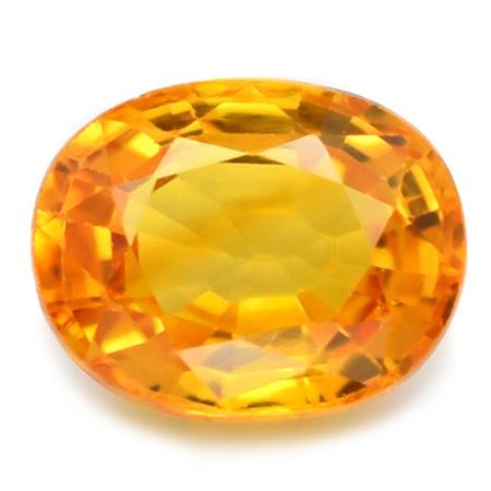 Thai Yellow Sapphire พลอยบุษราคัมบางกะจะ จันทบุรี รูปไข่ หนัก 1.84 กะรัต สีเหลืองทอง มองตาเปล่าสะอาดไม่มีตำหนนิ