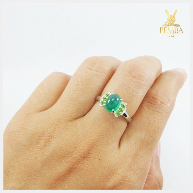 แหวนโมราแท้ เงินแท้925 ชุบทองคำขาว แหวนพลอยแท้