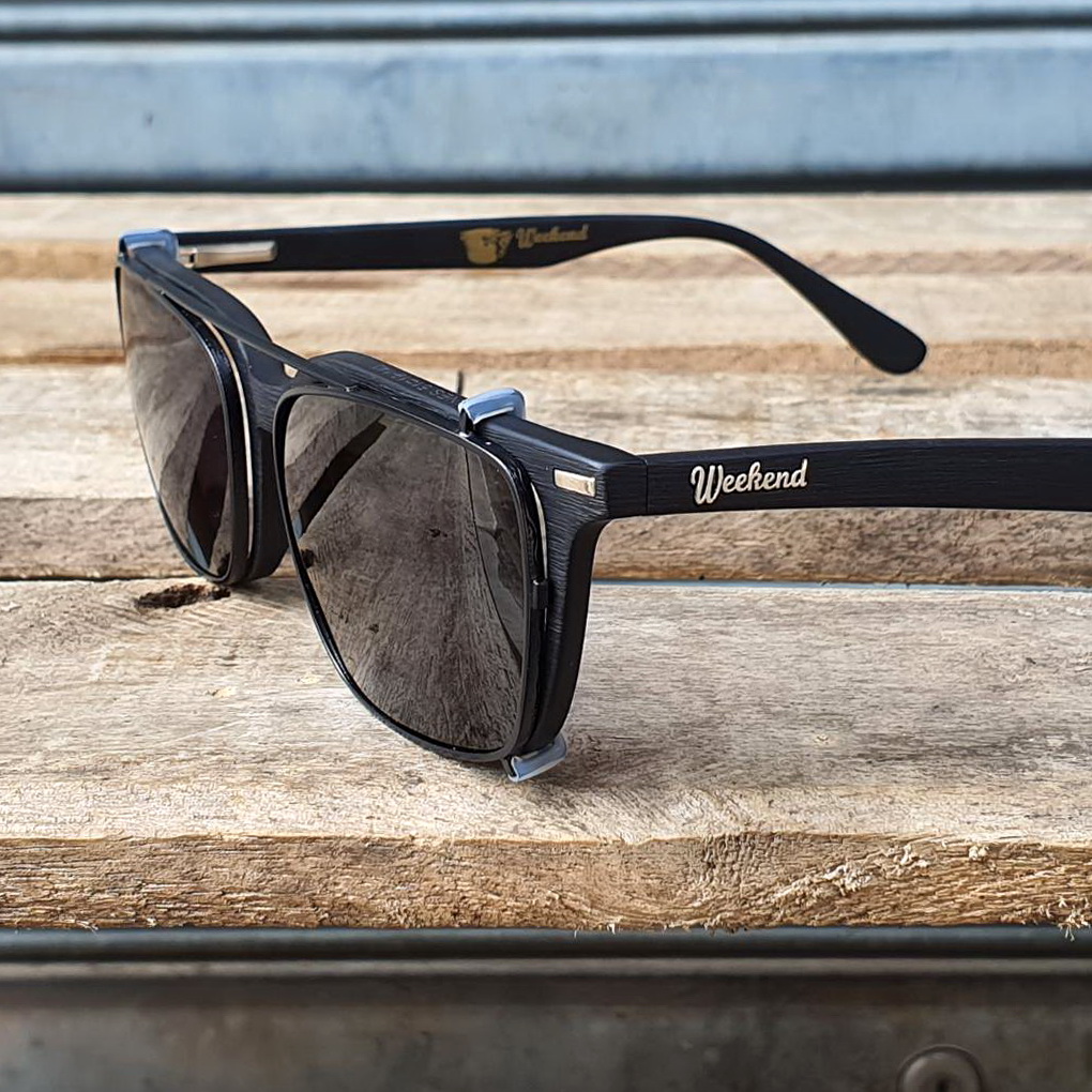 กรอบแว่นสายตาพร้อมคลิปกันแดด Weekend Cannes Matte Black
