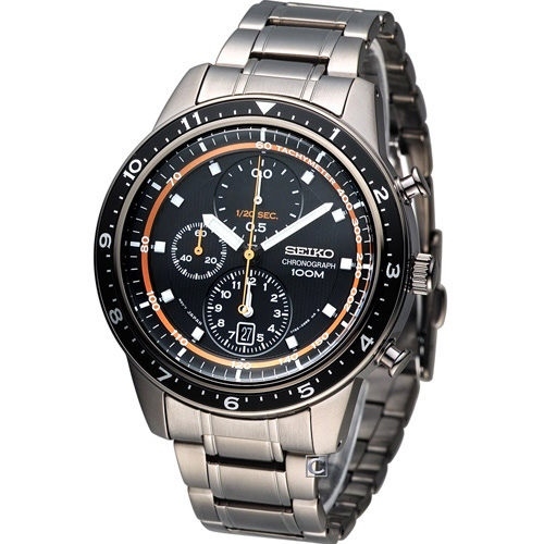SEIKO CHRONOGRAPH 100M BLACK BEZEL SPORTS MEN'S WATCH SNDF41P1