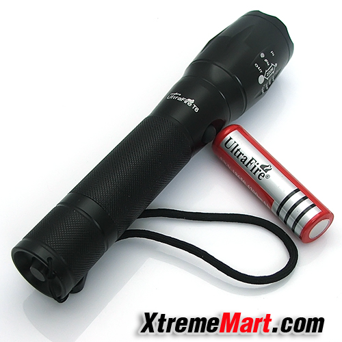 ชุดเซตไฟฉายซูมรุ่น CREE XM-L T6-1-SS (เสียบชาร์จในตัว) 1000LM 5 Mode Zoomable LED Flashlight 1x18650