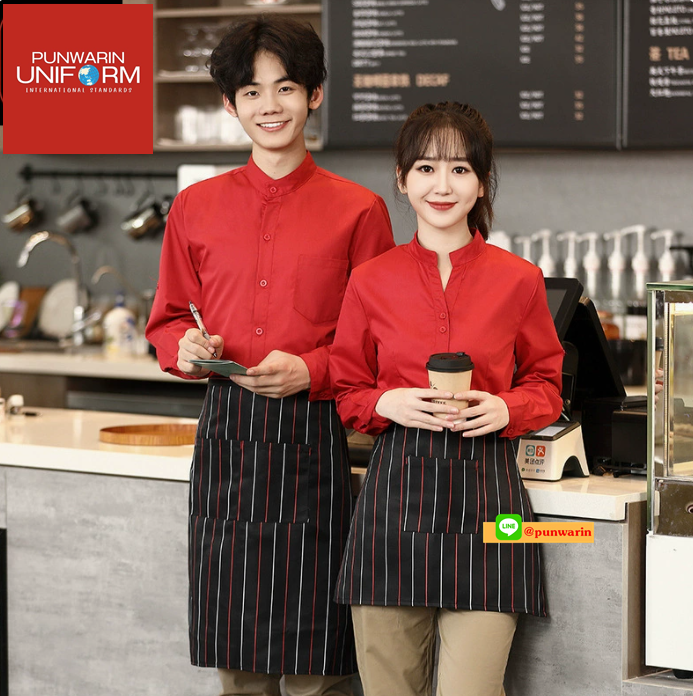 เสื้อเชิ้ตคอจีน เสื้อพนักงานต้อนรับ เสื้อพนักงานเสริฟ เสื้อพนักงานโรงแรม เสื้อพนักงานร้านอาหาร เสื้อพนักงานซุปเปอร์มาร์เก็ต เสื้อพนักงานร้านกาแฟ F6802001 ดำ แดง เขียว L-3XL