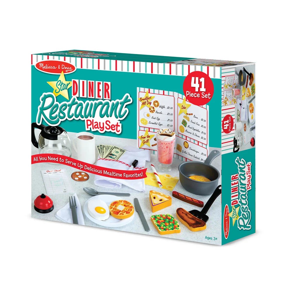 ชุดอุปกรณ์ของเล่นทำอาหาร Melissa & Doug Star Diner Restaurant Play Set