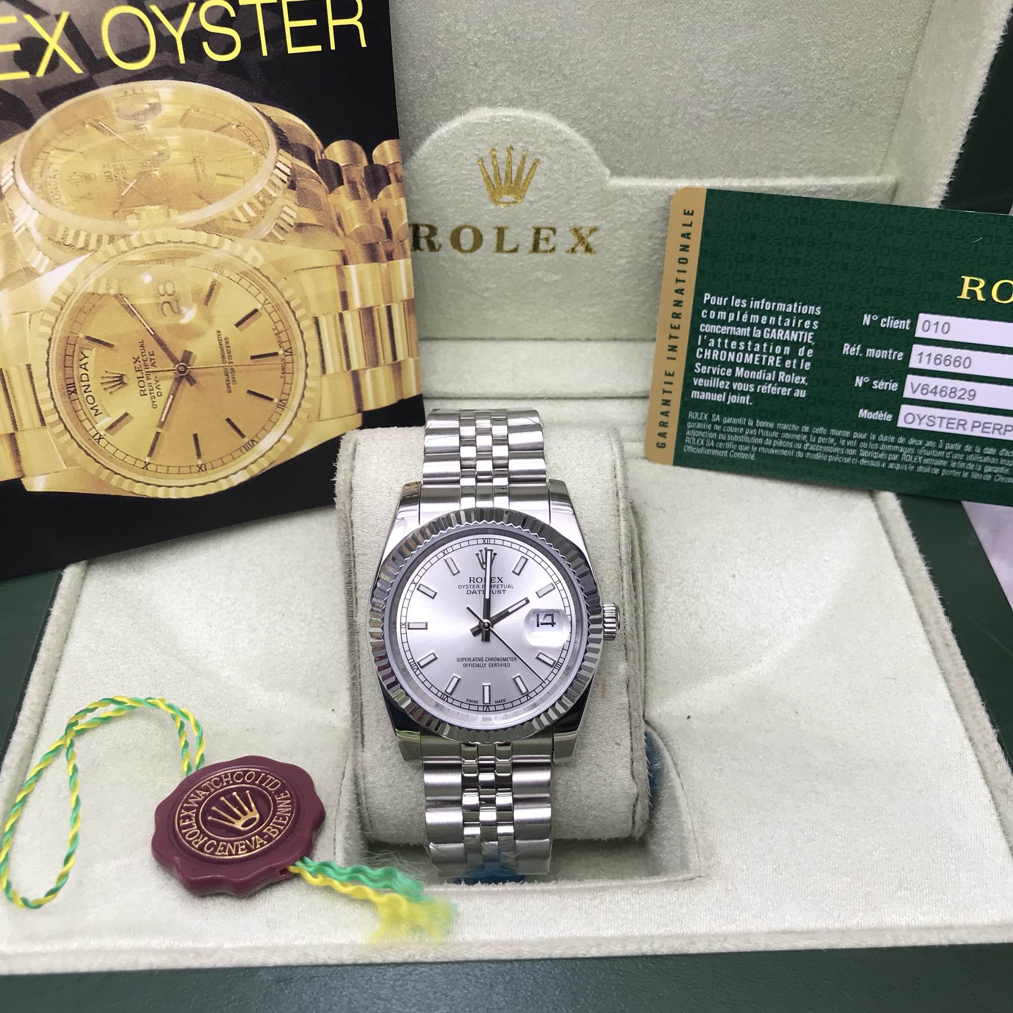 นาฬิกา Rolex รุ่น DateJust สีเงิน สาย Stainless 5 ข้อ งาน Mirror Swiss