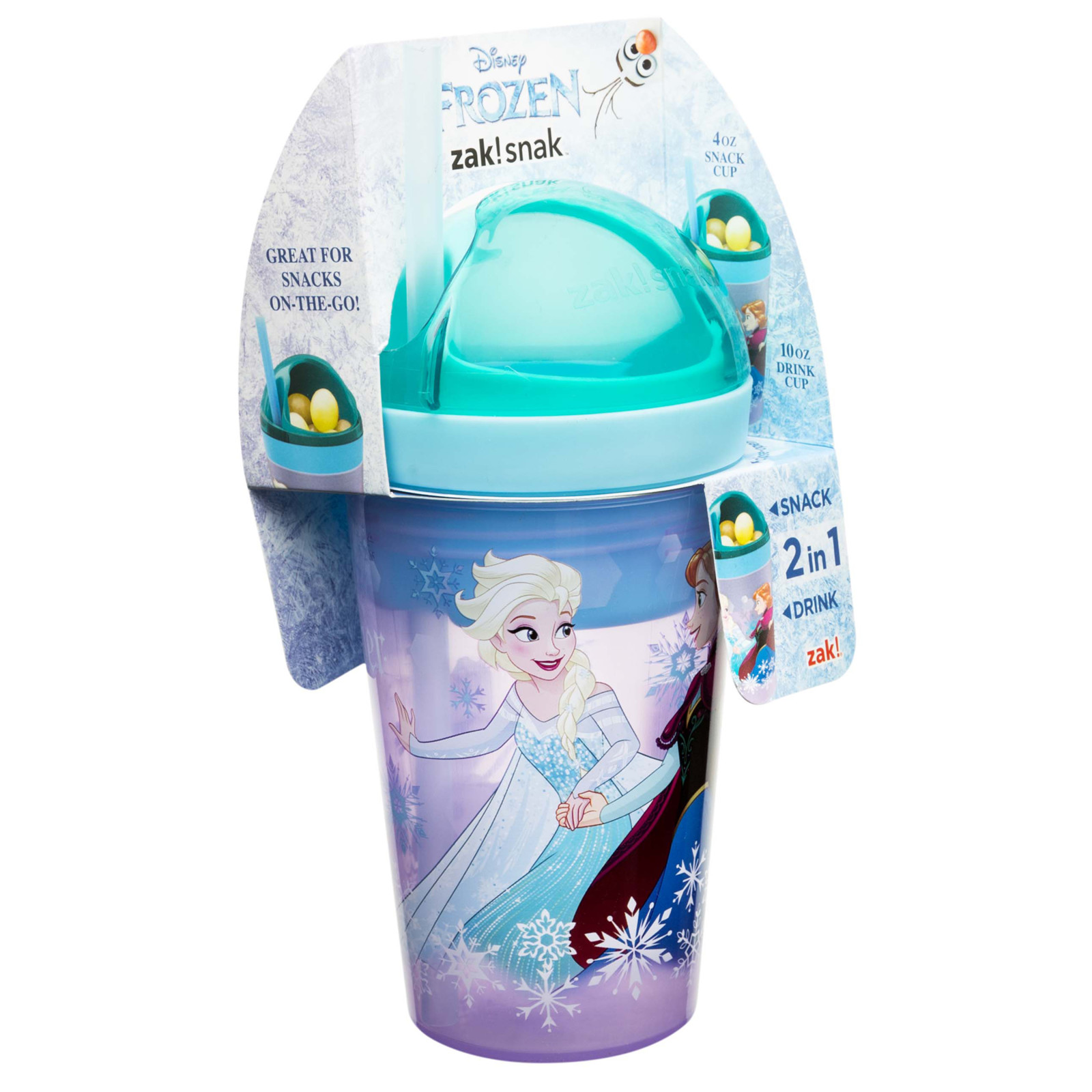 แก้วพร้อมหลอดดื่มสำหรับบรรจุเครื่องดื่มและของว่าง Zak!Snack Tumbler 2-in-1 Snack Cup (Frozen)
