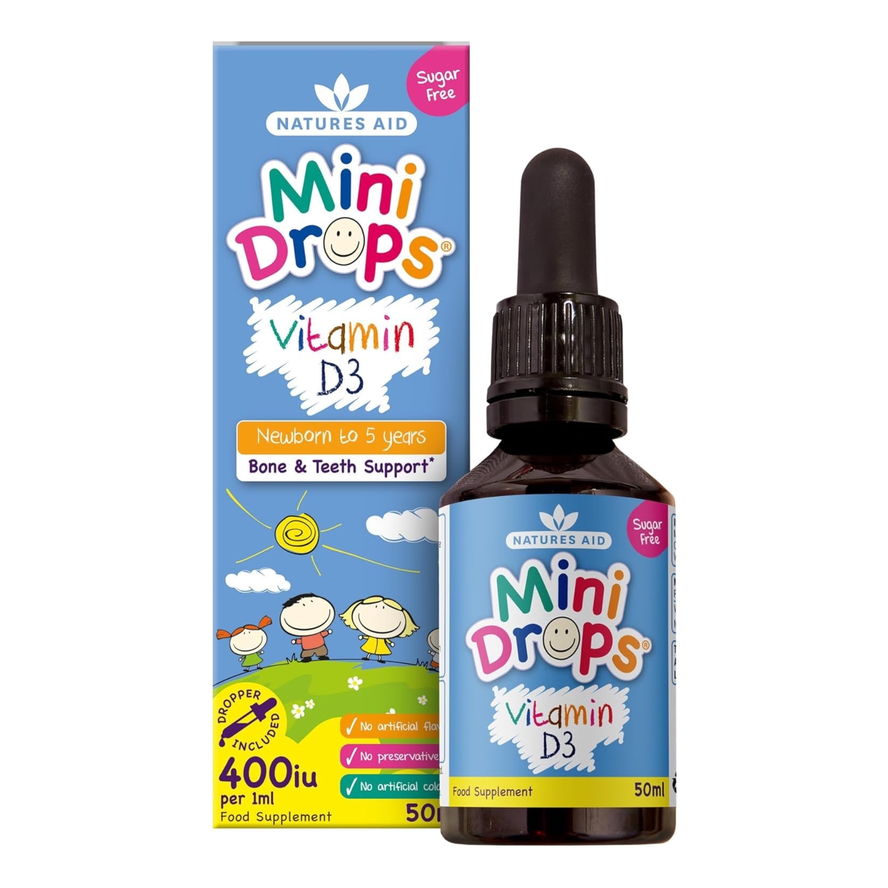 วิตามิน D สำหรับทารกและเด็กเล็ก Natures Aid Mini Drops Vitamin D3