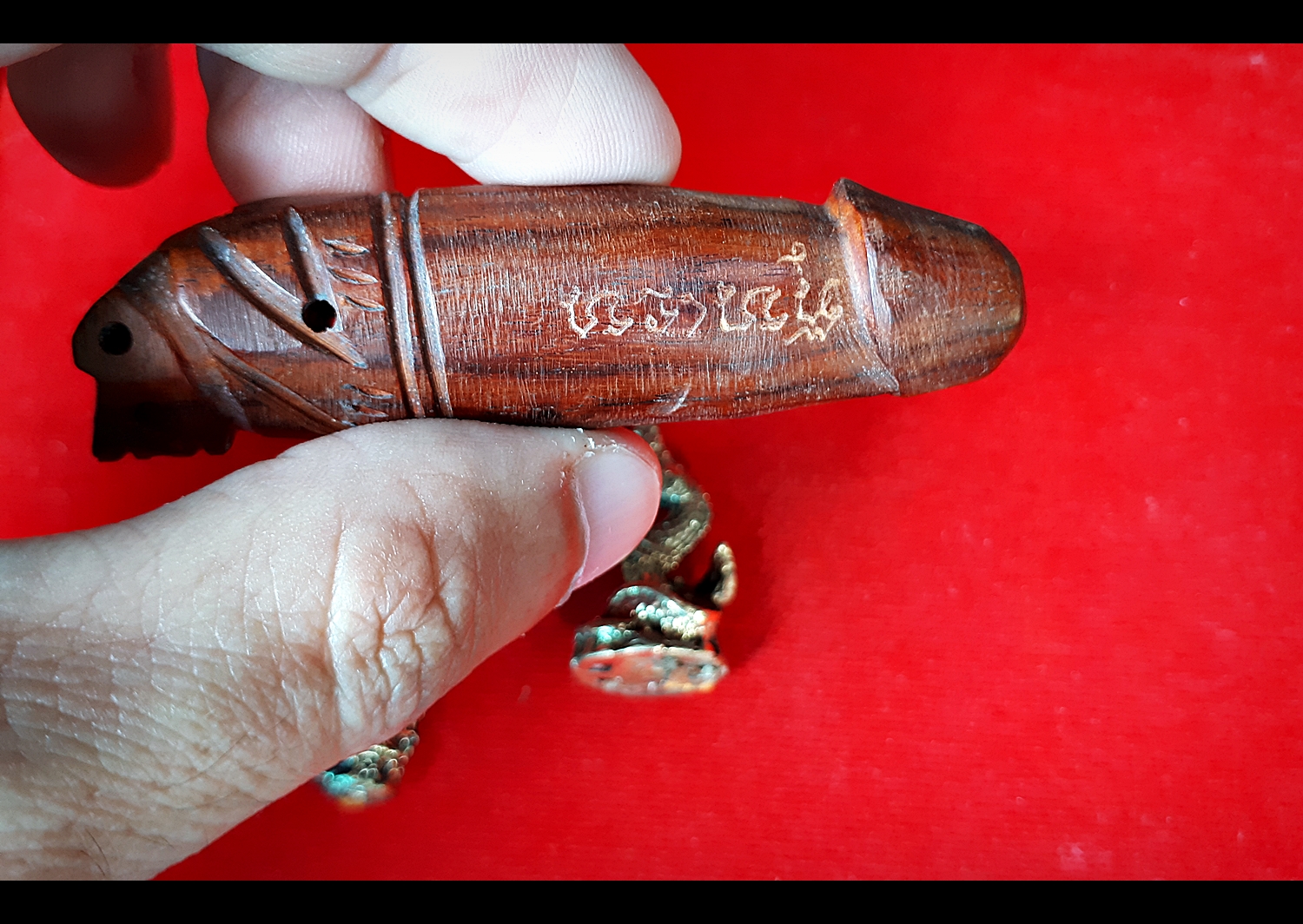 ปลัดขิกหัวเสือ มีกริ่ง ไม้มะค่า รุ่นแรก หลวงพ่อหนุน วัดพุทธโมกข์