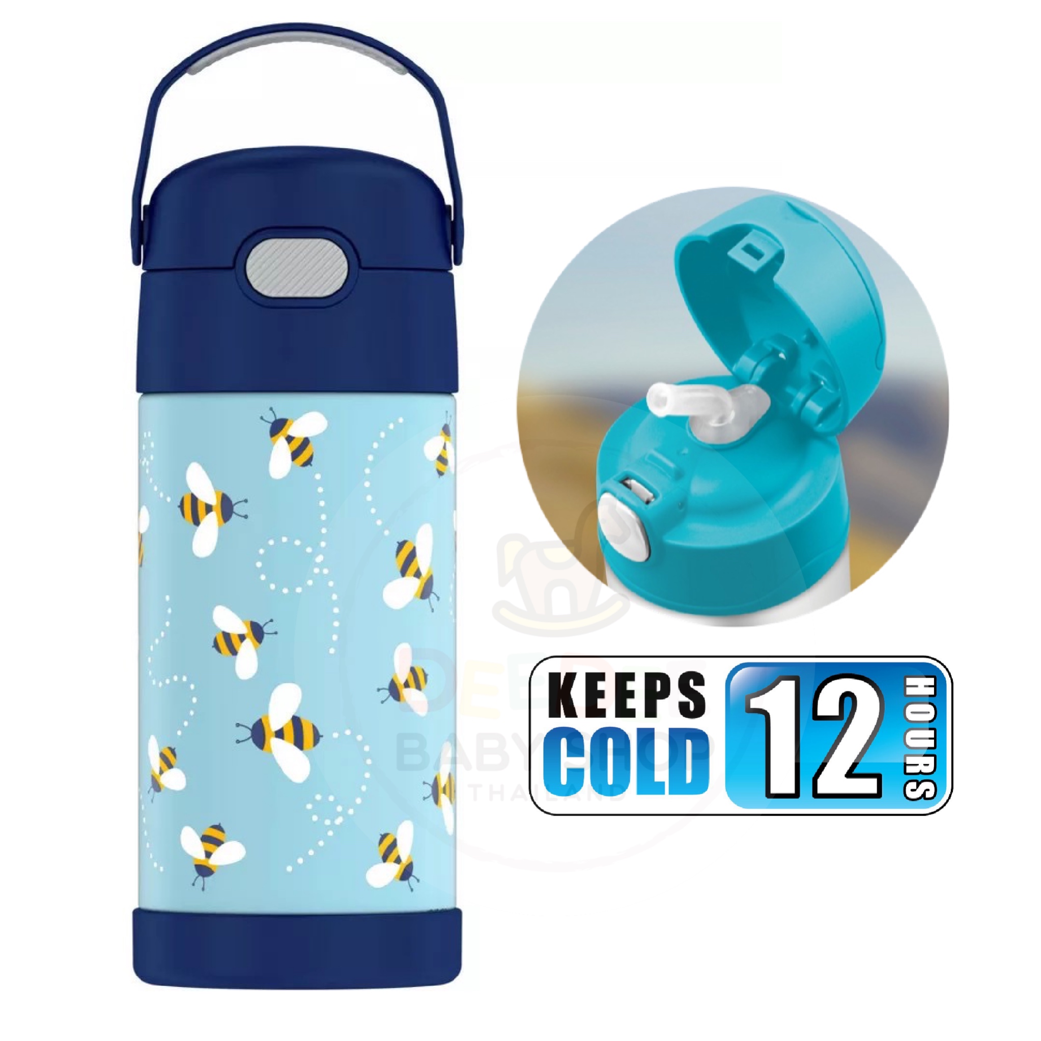 กระติกน้ำสเตนเลสรักษาอุณหภูมิ Thermos Honey Bees FUNtainer Vacuum Insulated Stainless Steel Bottle 12OZ with Bali Handle