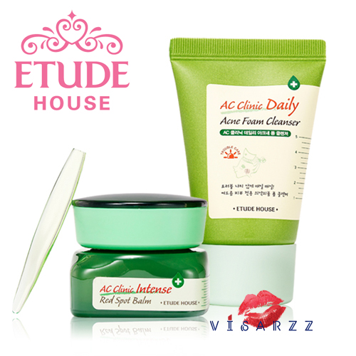 (Mfg05/12) Etude House AC Clinic Intense Red Spot Balm Set บาล์มสำหรับบำรุงผิวหน้า ป้องกันการเกิดสิว และลดรอยแดงจากการเป็นสิว ปรับผิวให้ขาว ใช้ได้ประจำเช้า-เย็น