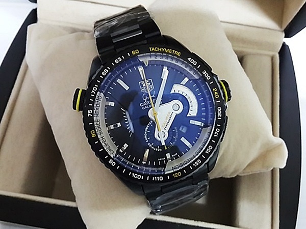 นาฬิกา Tag Heuer รุ่น Grand Carrera Calibre 36 Caliper 36 Caliper PVD สีดำ สายเลสสีดำ หน้าปัดสีดำ-เหลืองสวยสุดๆ