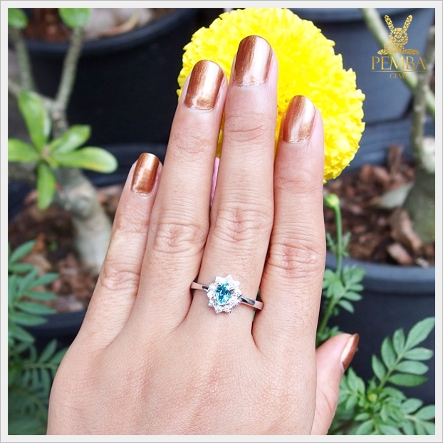 แหวนเพทายแท้ สีฟ้าสวยใสดั่งน้ำทะเล ใส่เสริมเพิ่มความมั่นใจ แหวนพลอยแท้