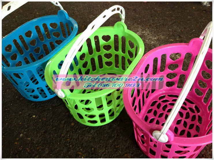 P06500 ตะกร้าหูหิ้ว สีหวาน (19*25*14 ซม) (ราคาส่งต่อ 12 โหล: 144 ใบ:เฉลี่ย 145 บต่อโหล)