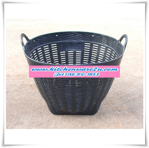 P06630 เข่ง เบอร์ 5 ดำ อย่างหนา NS (44 x 44 x 34 ซม. cm)(ราคาส่งต่อ 12 ใบ: 47.5 ต่อใบ)