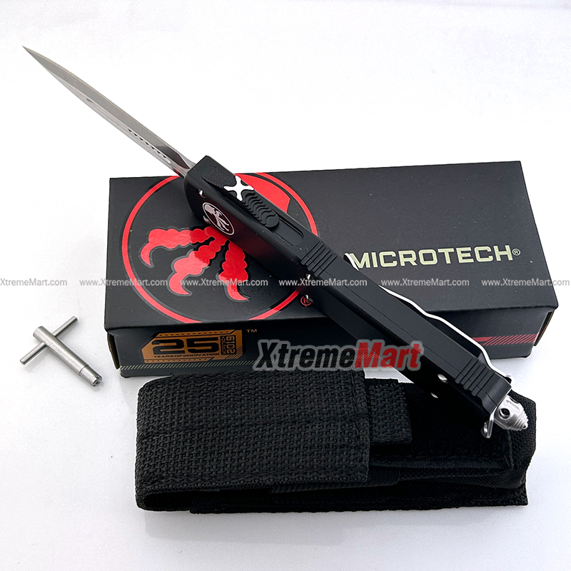 มีดสปริงขนาดกลาง Microtech (New Ultratech) คม2ด้าน ใบเงิน Combat Troodon 00556 D/E Automatic Knife